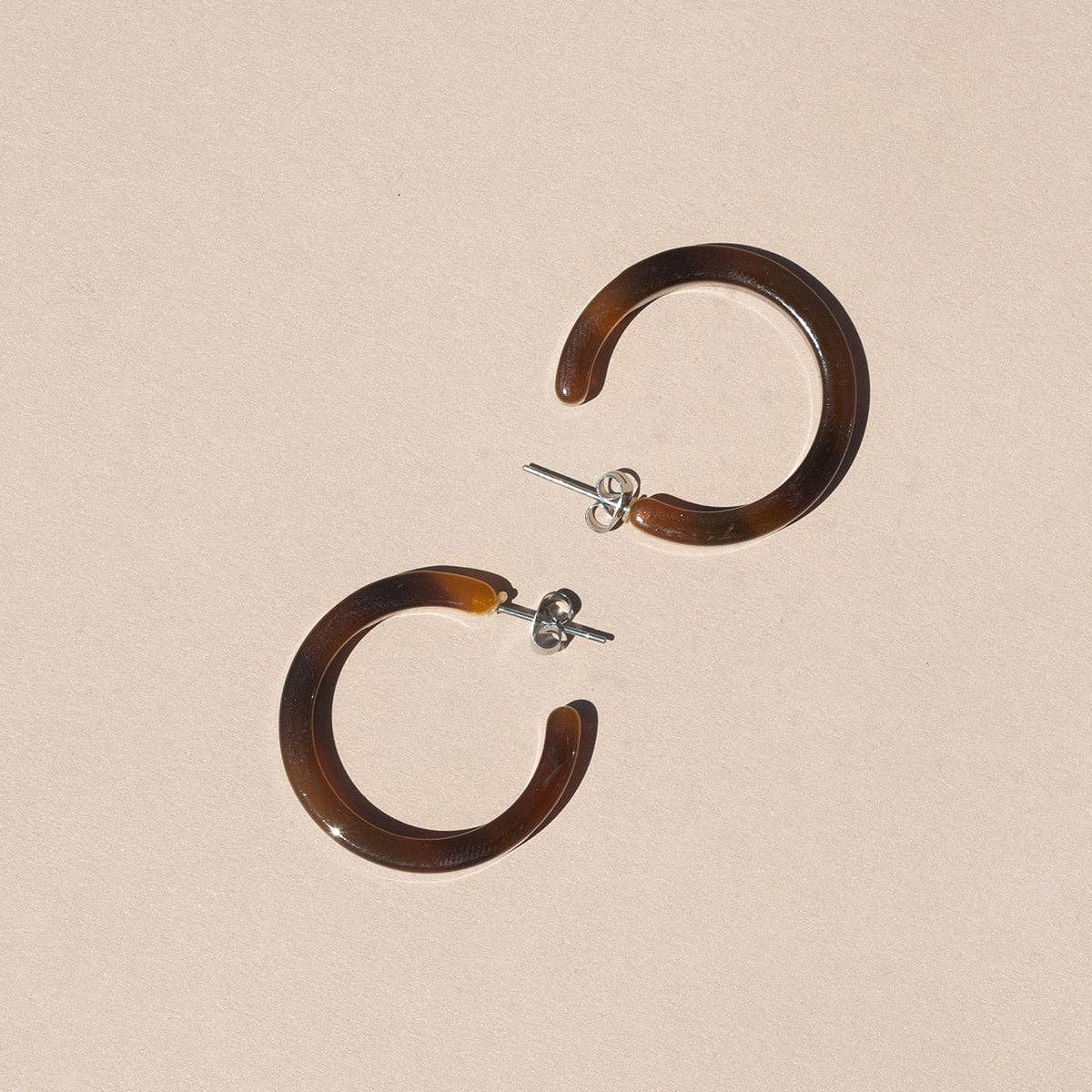 Alba Espresso Brown Hoop Earrings - Large
