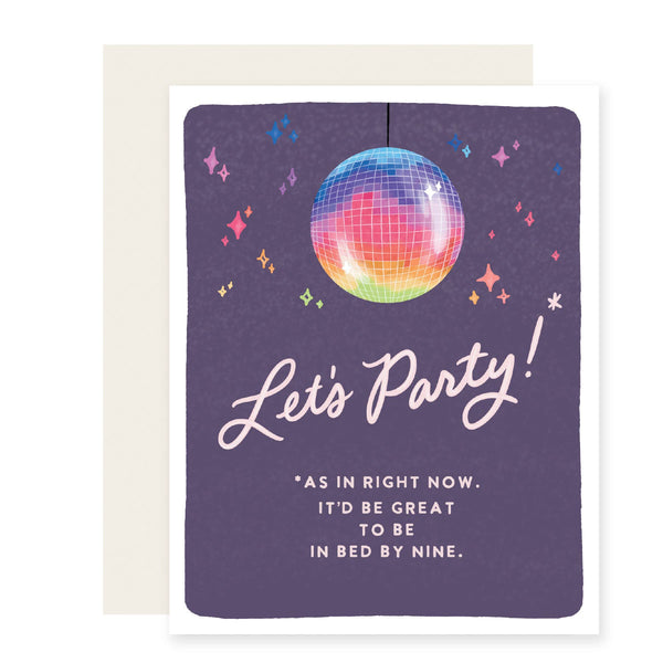 Bed By 9 Disco Ball Birthday Card