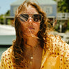 Lex Champagne Polarized Navigator Metal Sunglasses