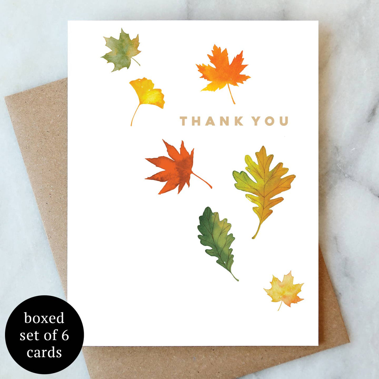 Fall Leaves Thank You Greeting Card - Box Set of 6