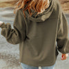 Flap Pocket Drawstring Hood Zip Up Jacket - Green