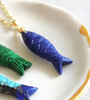 Gemstone Fish Pendant Necklace - Blue