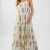 Orange Blossom Tiered Maxi Dress with Hidden Pockets