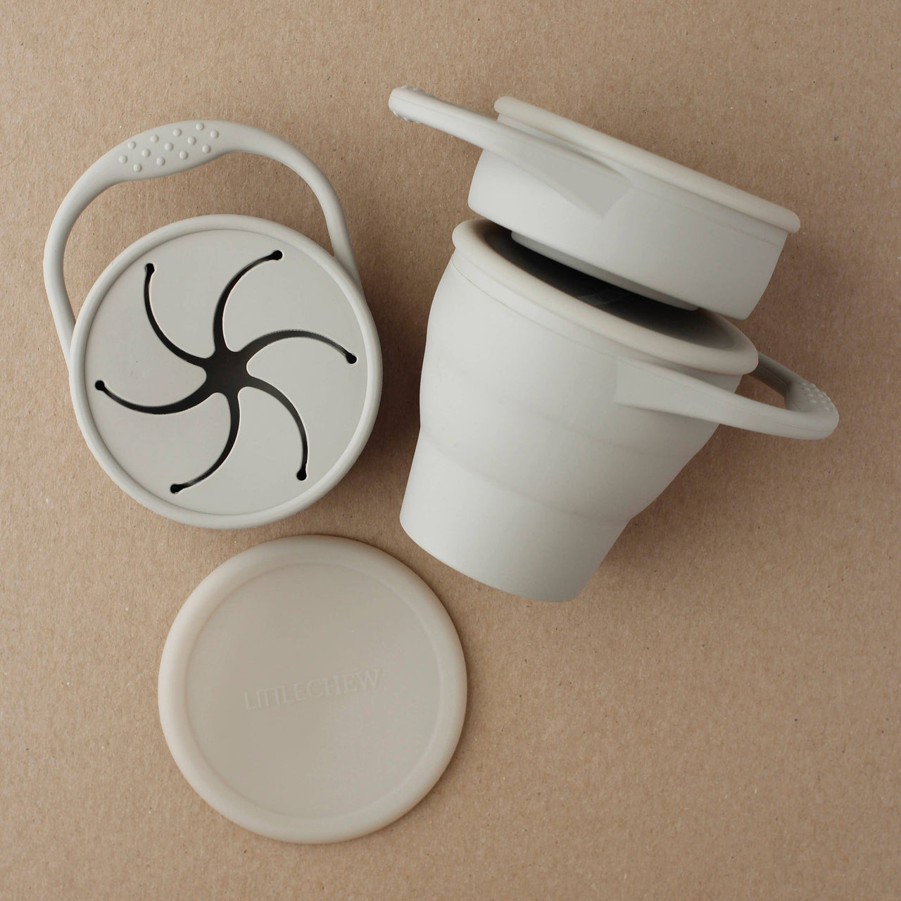 Foldable Silicone Snack Cup - Taupe