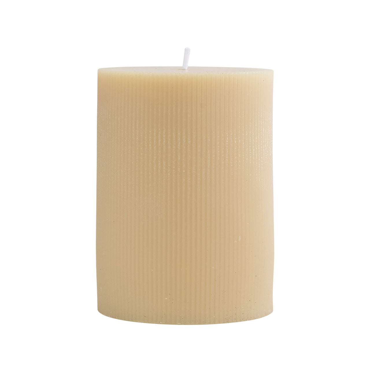 Unscented Pleated Pillar Candle- Eggnog