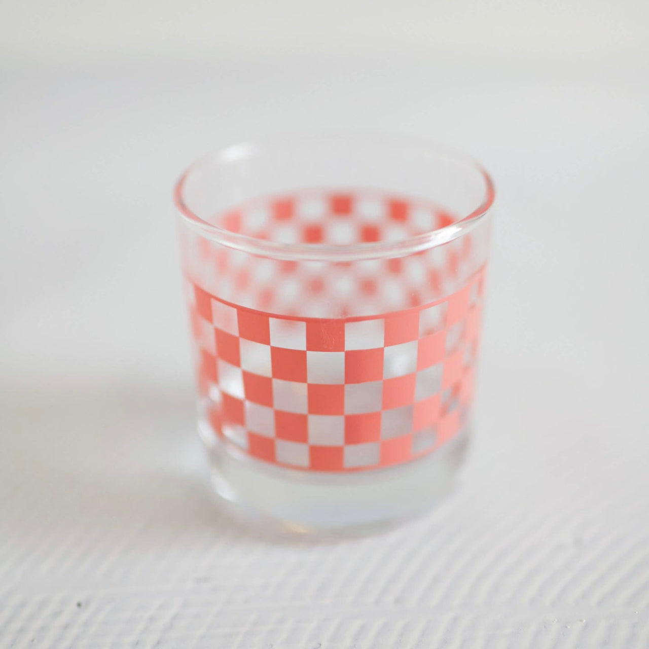 Checkered Rocks Glass- Pink