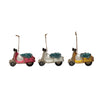 Hand-Painted Glass Scooter Ornament with Bottle Brush Christmas Trees and Glitter