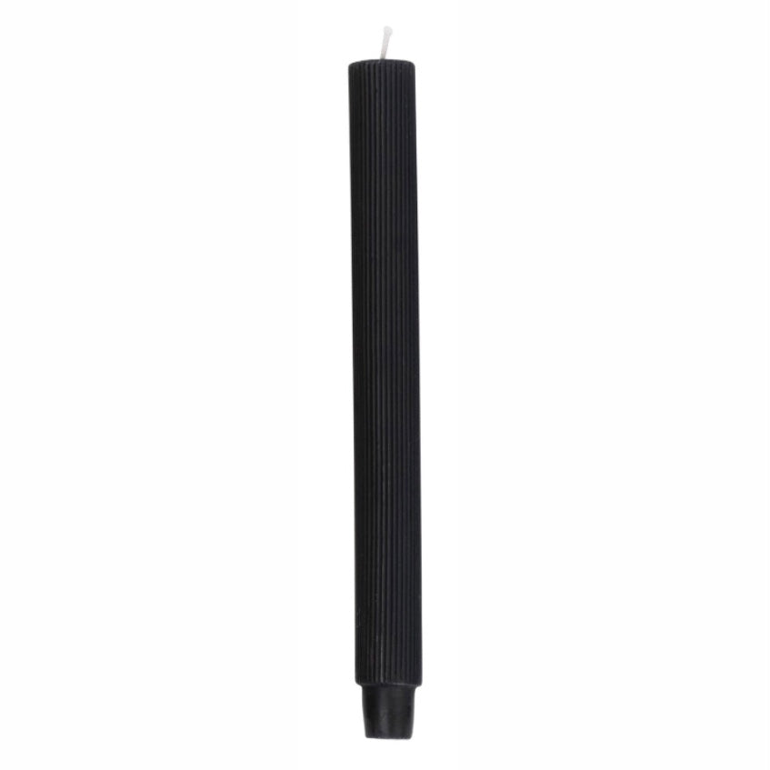 Pleated Taper Candle - Noir