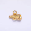 24K Gold Filled "Go Team" Script Engraved Megaphone 3D Multidimensional Charm | W232