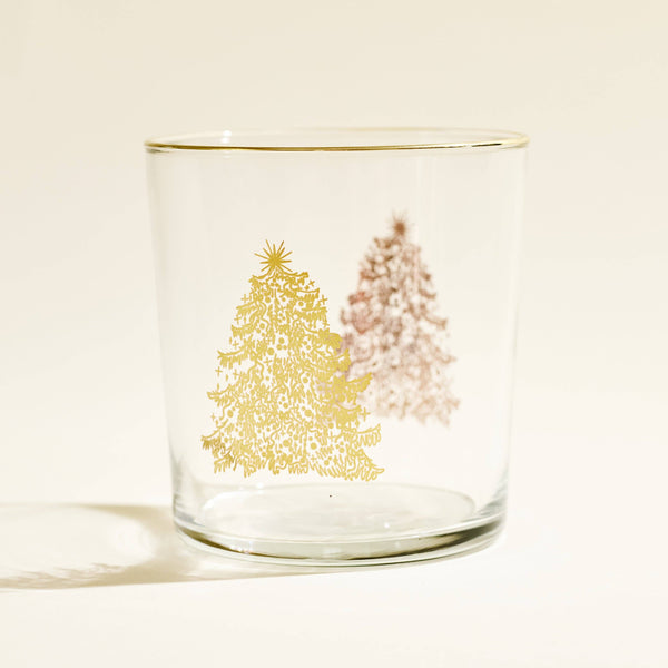 Gold Christmas Tree 12.5 Ounce Glass Tumbler