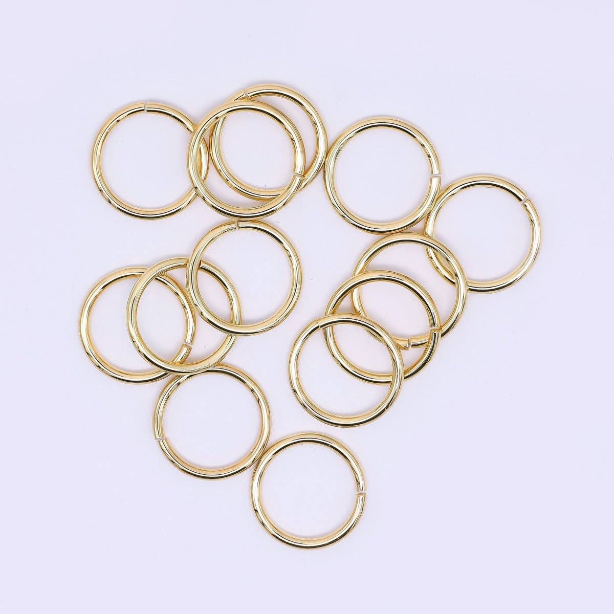 24K Gold Filled 16mm Classic Round Jump Ring Findings Set in Gold & Silver | SP-01638: Gold