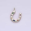14K Gold Filled CZ Multicolor Dotted Lucky Horseshoe Charm | AC-819: Gold