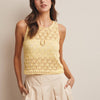 Sleeveless Crochet Knit Tank Top - Lemon