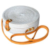 Round Ata Rattan Bag - White