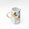 Blue Striped Orange Ceramic Pitcher