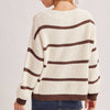 Slouchy One Shoulder Off Stripe Oversized Knit Sweater - Camel