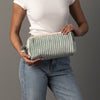 Lt. Green & Orange Velvet Ribbed Travel Pouch