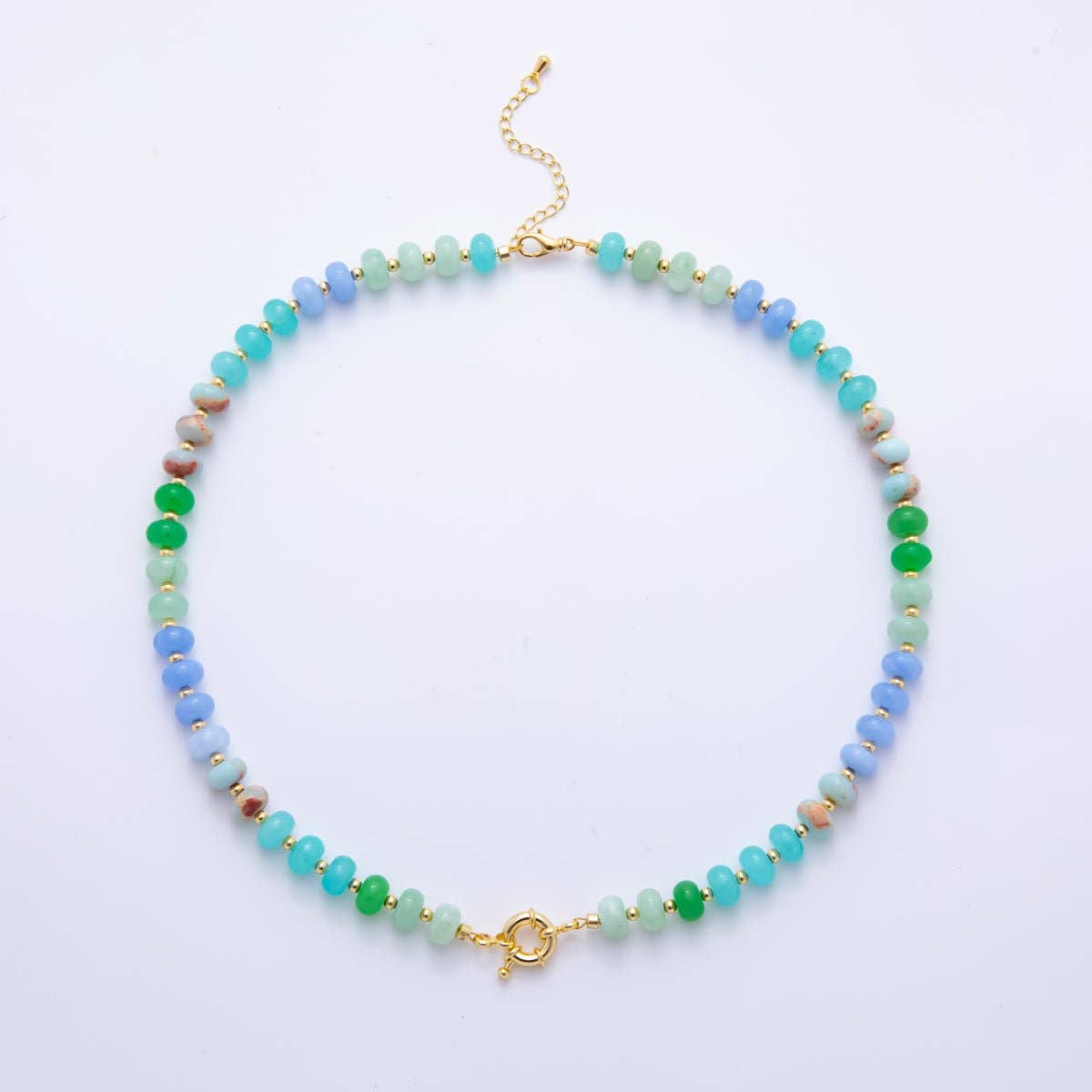 18K Gold Filled Colorful Candy Gemstone Rondelle Bead Chain Necklace 17.5 Inch with Extender | WA-3318: #5
