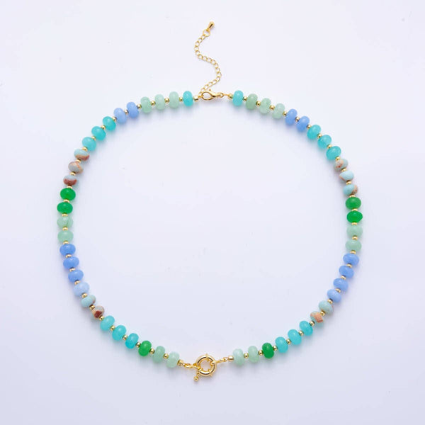 18K Gold Filled Colorful Candy Gemstone Rondelle Bead Chain Necklace 17.5 Inch with Extender | WA-3318: #5