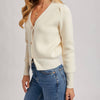 Button Down V-Neck Cardigan - Cream