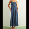 Button Front Tencel Maxi Dress - Denim