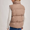 Zipper Front Puffer Vest - Mushroom