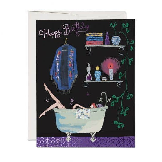 Bathtub Bubbles Birthday Greeting Card