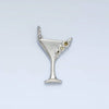 24K Gold Filled 18mm Martini Olive Alcohol Drink CZ Mini Charm in Gold & Silver | E311: Gold