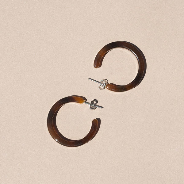 Alba Espresso Brown Hoop Earrings - Large
