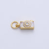 14K Gold Filled 12mm White Enamel Film Retro Digital Camera 3D Multidimensional Charm | Charms-00060
