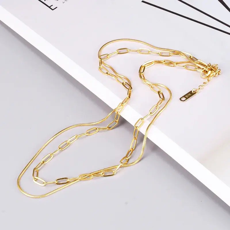 Double Layer Paperclip Necklace