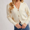 Button Down V-Neck Cardigan - Cream