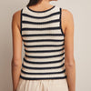 Striped Crochet Knit Tank - Navy