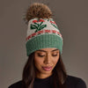 Ivory White Cherry Pattern Pom Hat