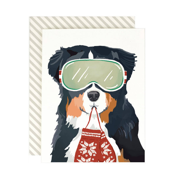 Bernese Ski Dog Holiday Card