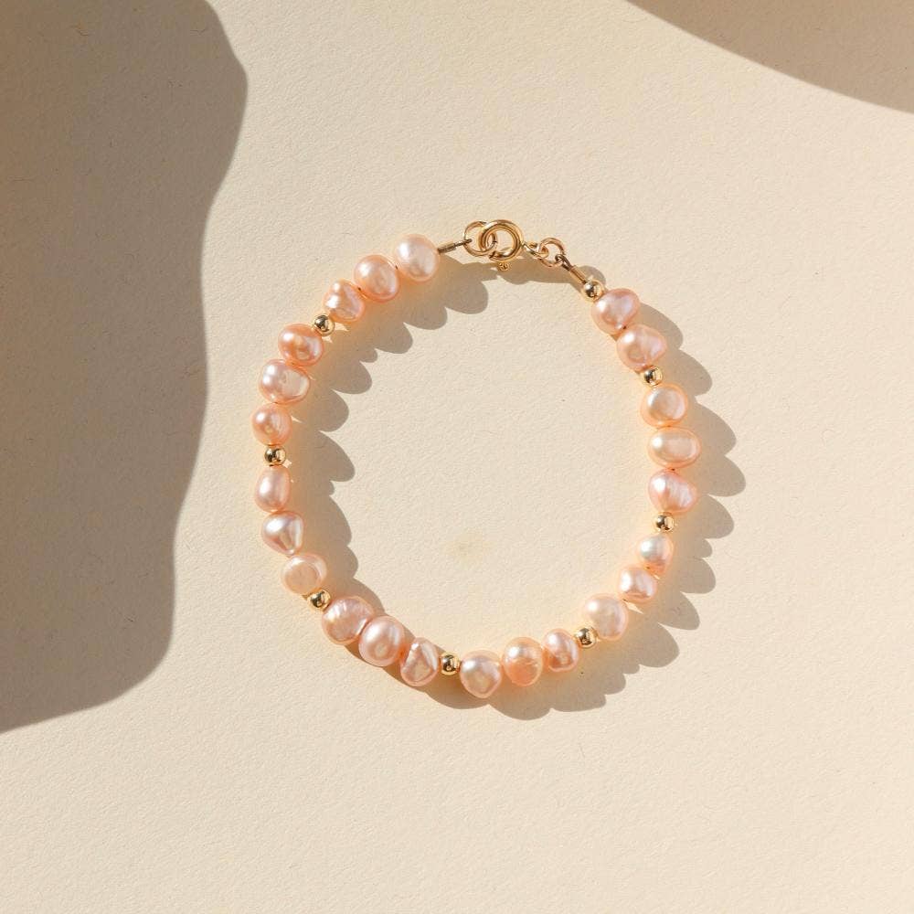 Pink Pearl Bracelet - Gold Filled