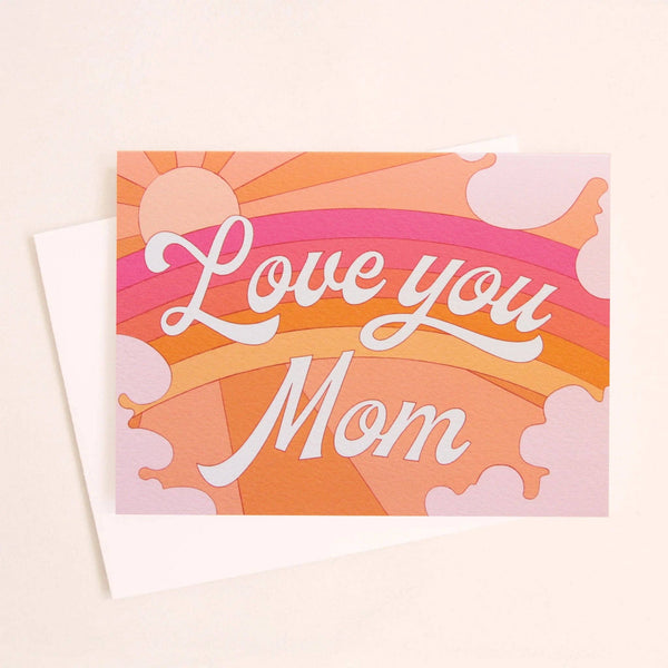 Peach Rainbow Love You Mom Card