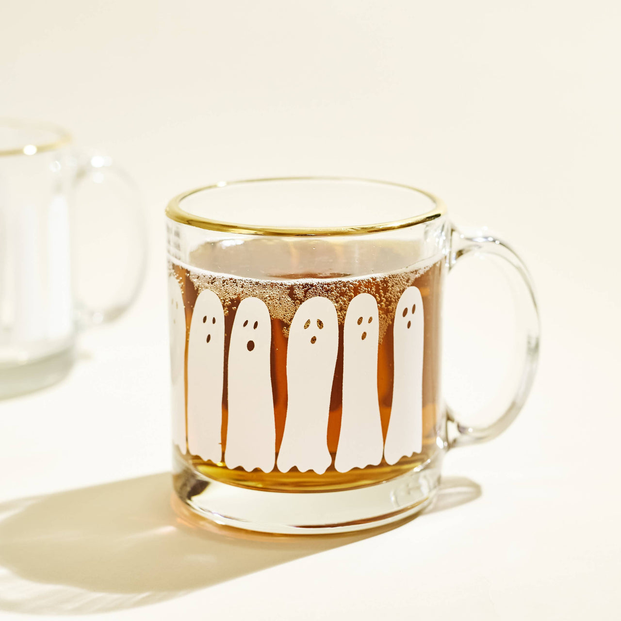 Boo Ghost Gold Rimmed Glass Coffee Mug