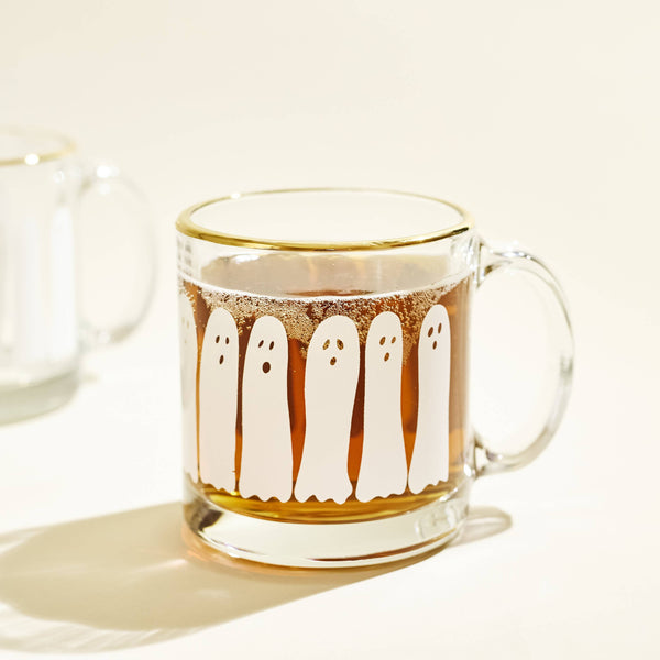 Boo Ghost Gold Rimmed Glass Coffee Mug