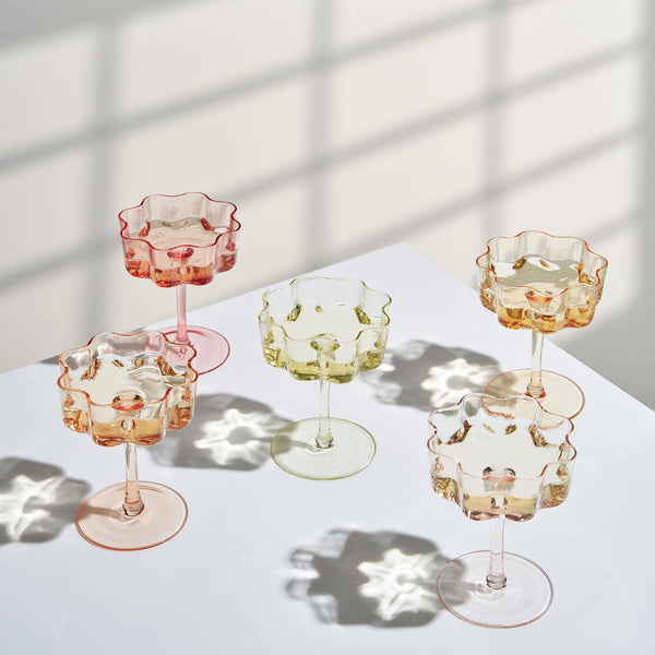 Flower Wave Coupe Cocktail Glass - Bright Colors