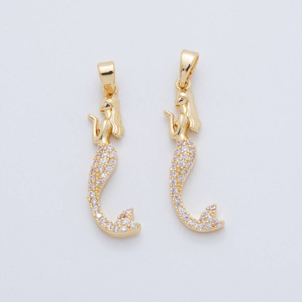 Micro Pave CZ Mermaid Charm