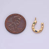 14K Gold Filled CZ Multicolor Dotted Lucky Horseshoe Charm | AC-819: Gold