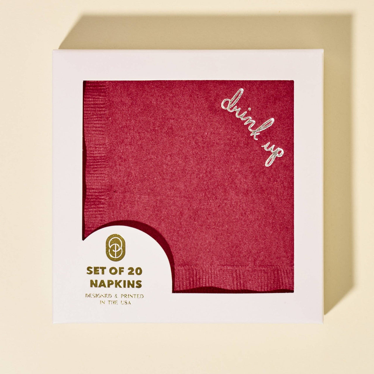 Burgundy Drink Up Cocktail Paper Beverage Napkin - Set of 20