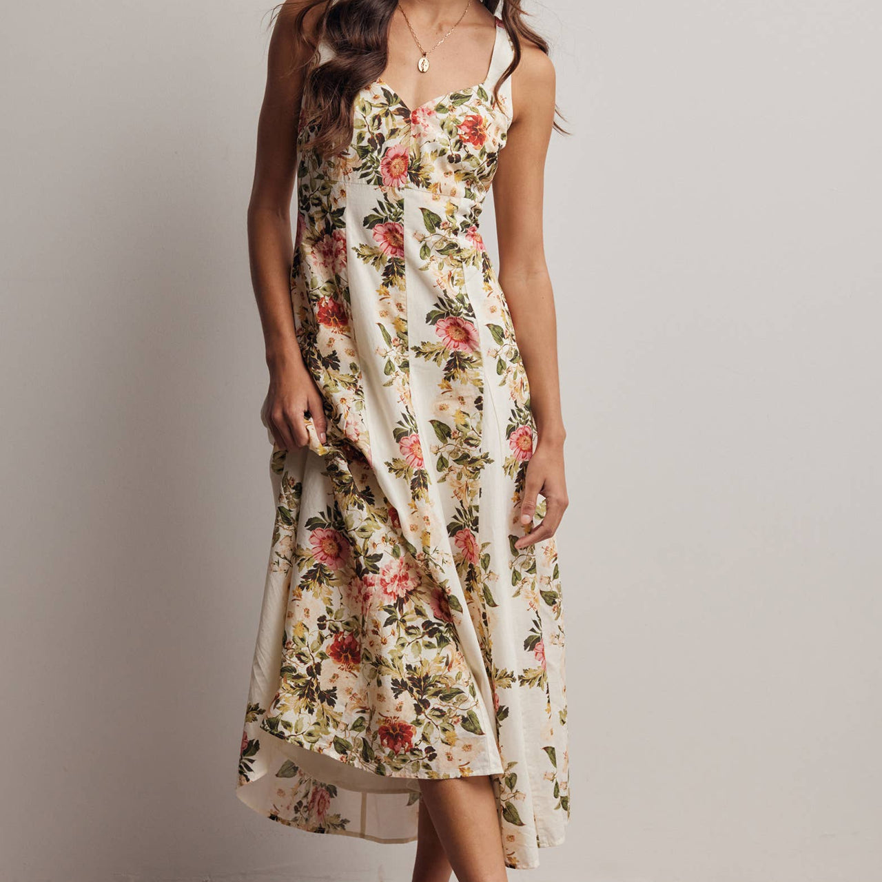 Floral Panel Midi Dress
