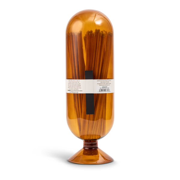 Matches in Glass Bottle Cloche Large - Amber