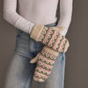 Cream & Pink Floral Pattern Mittens