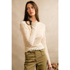 Floral Stretch Lace Layered Long Sleeve Knit Top - Ivory