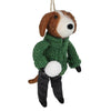 Dog Throwing Snowball Felt Ornament