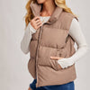 Zipper Front Puffer Vest - Mushroom