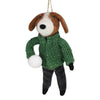 Dog Throwing Snowball Felt Ornament